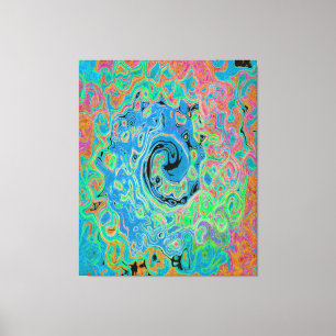 Aquarellblau Groovy Abstrakt Retro Liquid Swirl Leinwanddruck