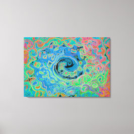 Aquarellblau Groovy Abstrakt Retro Liquid Swirl Leinwanddruck