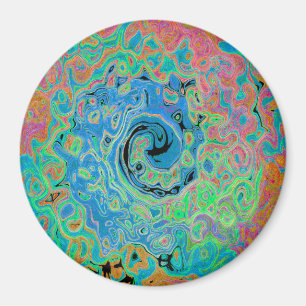 Aquarellblau Groovy Abstrakt Retro Liquid Swirl Magnet
