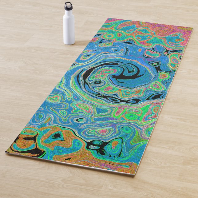 Aquarellblau Groovy Abstrakt Retro Liquid Swirl Yogamatte (Beispiel)