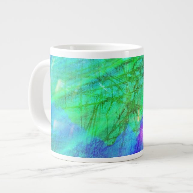 Aquarellblau, grün Jumbo-Tasse (Vorderseite Links)
