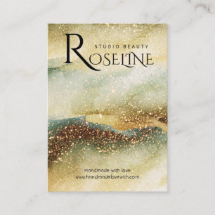 Aquarellblau-grüner Glitzer-Juwelier Display Visitenkarte