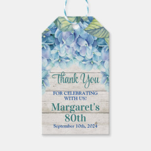 Aquarellblau Hydrangea 80. Geburtstag Geschenkanhänger