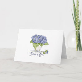 Aquarellblau Hydrangea Blume Denken Sie an Sie Karte