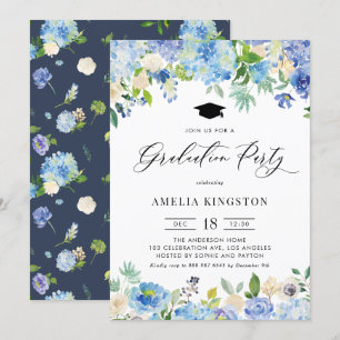 Aquarellblau Hydrangea Blumenblume Abschluss Einladung