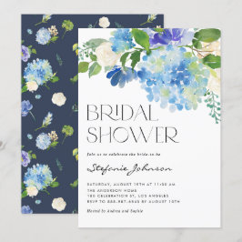 Aquarellblau Hydrangea Brautparty Einladung