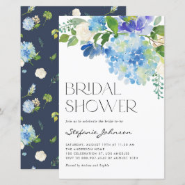 Aquarellblau Hydrangea Bridal Dusche Einladung