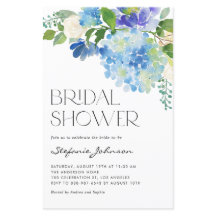 Aquarellblau Hydrangea Bridal Dusche Einladung