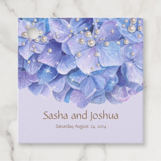 Aquarellblau Hydrangea Pearl Geschenkanhänger (Vorderseite)