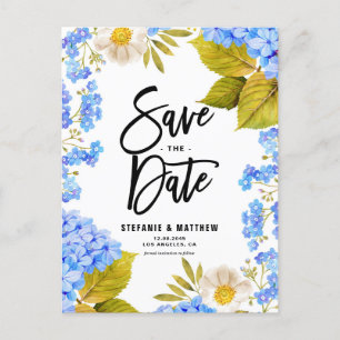 Aquarellblau Hydrangea Save the Date Ankündigungspostkarte