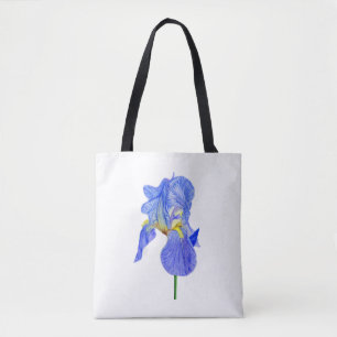 Aquarellblau Iris Blume Totbeutel