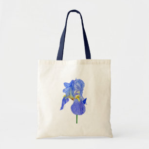 Aquarellblau Iris Blume Totbeutel Tragetasche