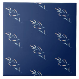 Aquarellblau-Korallenrosa Algen im Küstenstil Fliese