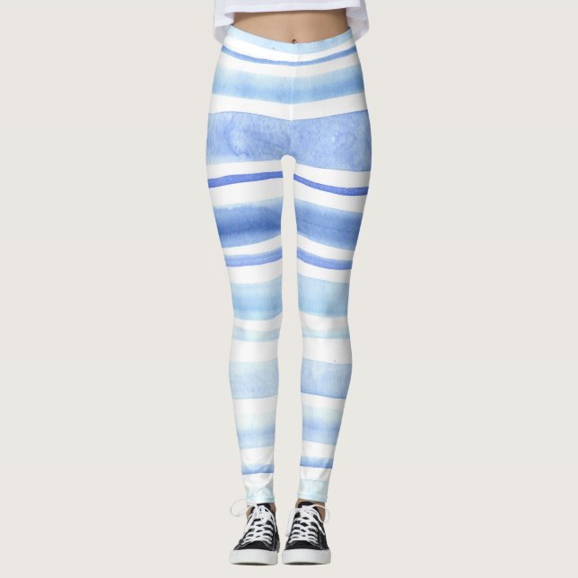 Aquarellblau Leggings (Vorderseite)