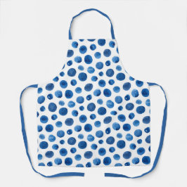 Aquarellblau-Marinepolka-Punkte. Modernes Muster Schürze