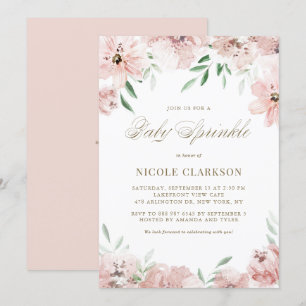 Aquarellblau Mauve Pink Blume Kindersprinkle Einladung