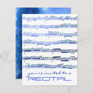 Aquarellblau-Musik-Erwägungsgrund Einladung