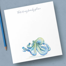 Aquarellblau Oktopus Personalisiert Stationierung