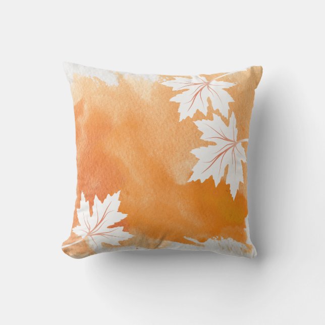Aquarellblau Orangenapel Blätter modern Kissen Für Draußen (Vorderseite)