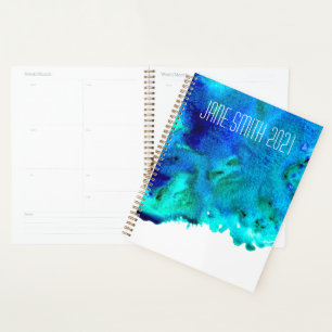 Aquarellblau Ozean farbiges Design Planer