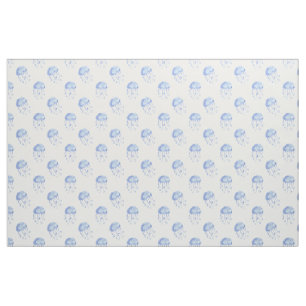 Aquarellblau-Quallen-Stranddesign Stoff