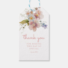 Aquarellblau Rosa Floral Vielen Dank Geschenkanhänger