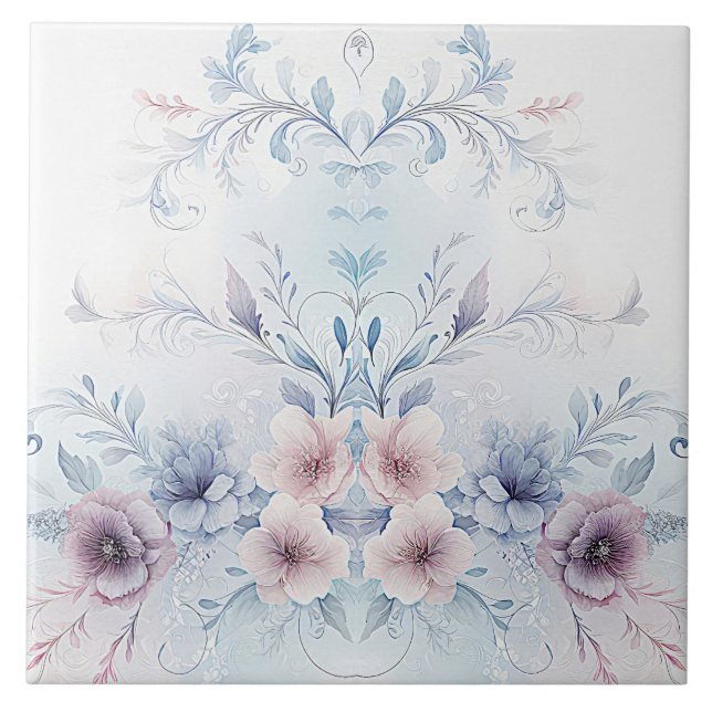 Aquarellblau Rosa Keramik Tile Fliese (Vorderseite)