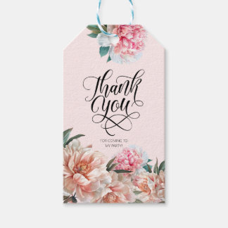 Aquarellblau Rosa Peonies Vielen Dank Geschenkanhänger