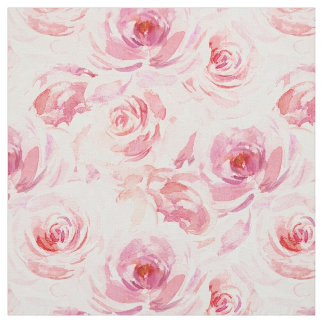 Aquarellblau Rosa Rose Stoff (Muster)