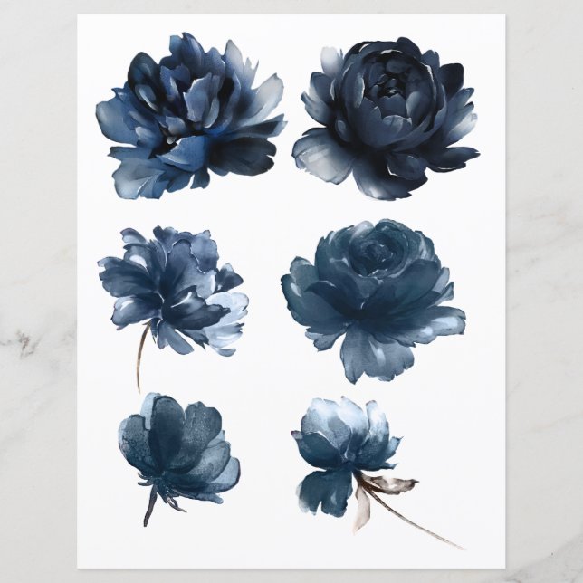 Aquarellblau-Rose 2-seitiges Scrapbook (Vorderseite)
