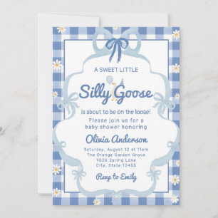 Aquarellblau Silly Goose Gingham-Band Mädchen Einladung
