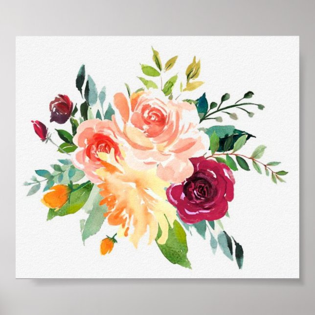 Aquarellblau-Spray Vintage Landkunst Poster (Vorne)