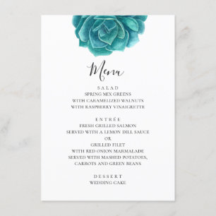 Aquarellblau sukkulent. Aquamarine Hochzeit. botan Menükarte
