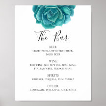 Aquarellblau sukkulent. Hochzeitsgetränke