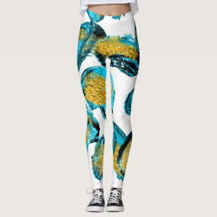Aquarellblau, Türkis, Goldkunst. Leggings
