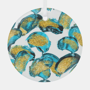 Aquarellblau, Türkis, Goldkunst. Ornament Aus Glas