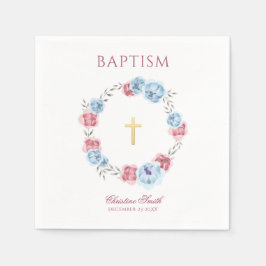 Aquarellblau und Blütenrosa Blumenregen Serviette