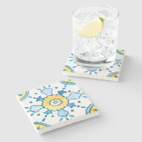 Aquarellblau und gelb marokkanisches Fliesenmuster