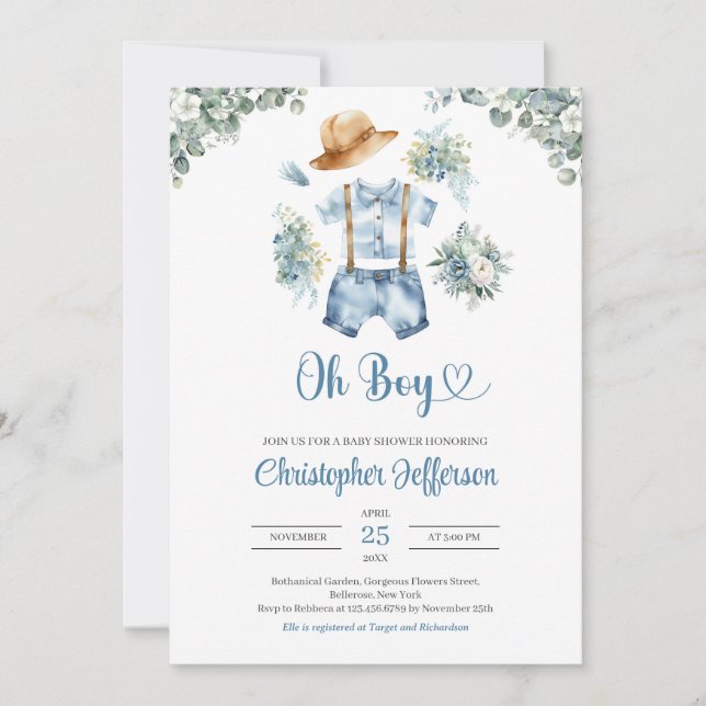 Aquarellblau und grüne Eukalyptuskleider Einladung (Vorderseite)