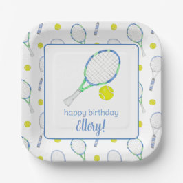 Aquarellblau und grüne Tennis Pappteller