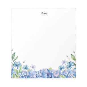 Aquarellblau und Lila Hydrangeas Personalisiert Notizblock