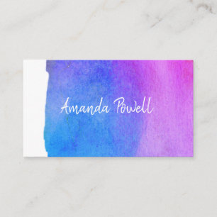 Aquarellblau und lila künstlerisch minimalistisch visitenkarte
