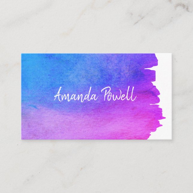 Aquarellblau und lila künstlerisches Design Visitenkarte (Vorderseite)