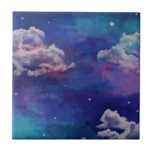 Aquarellblau und Lila Sternenhimmel