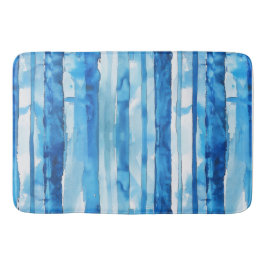 Aquarellblau und weiß gestreift badematte