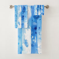 Aquarellblau und weiß gestreiftes Stranddekor