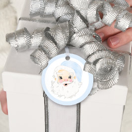 Aquarellblau und weißer Weihnachtsmann, Vintager W Geschenkanhänger