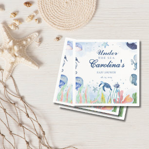 Aquarellblau unter der Babydusche des Meeres Serviette