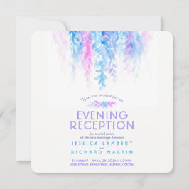 Aquarellblau-viereckiger Abend Empfang Einladung