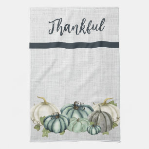 Aquarellblau, weiß und grau Pumpkin, Geschirrtuch